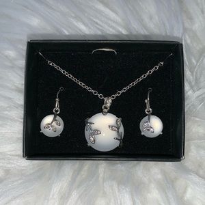 Dainty Opal Necklace & Earring Set